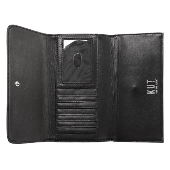 KUT From The Kloth Slim Striped Wallet Purse Black & White Vegan Leather NIB - Picture 3 of 7